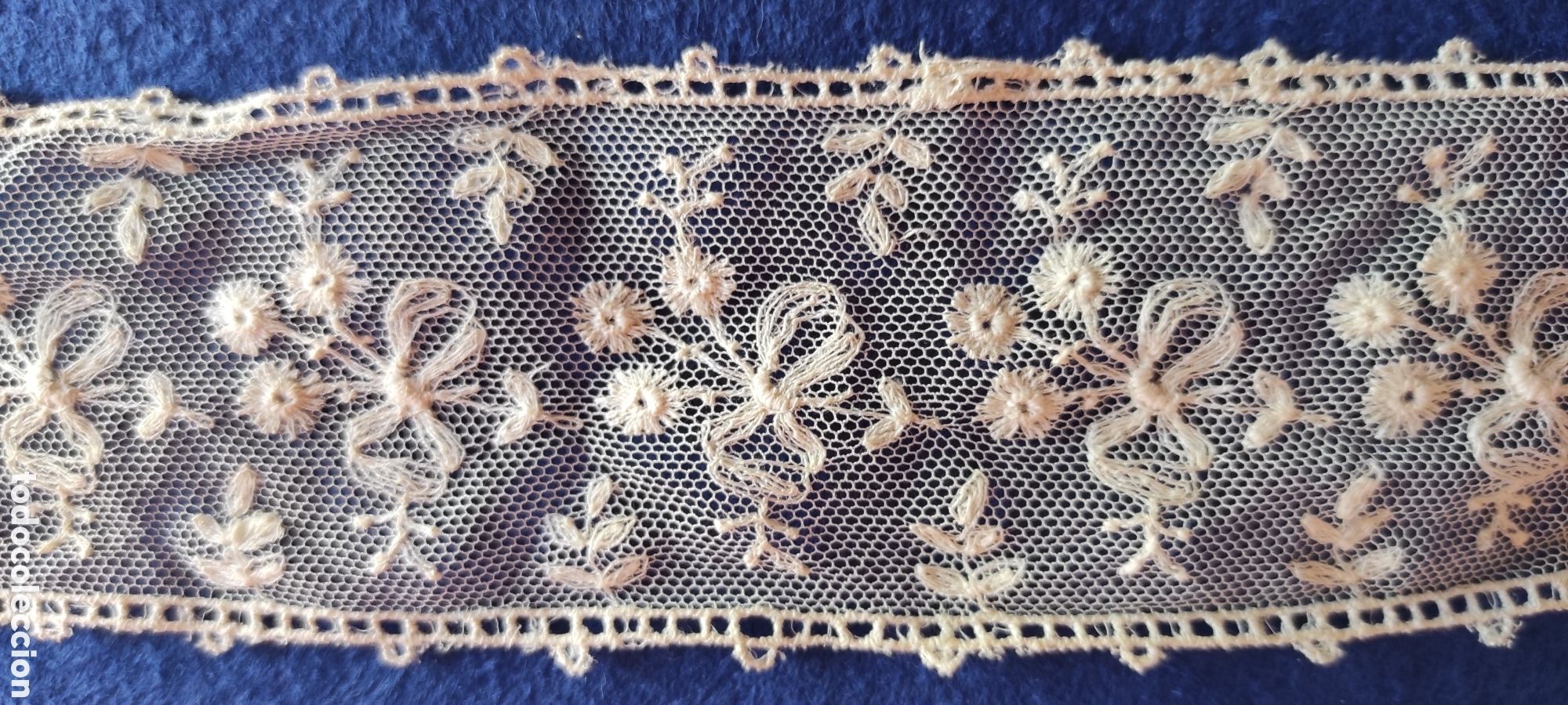 Antig&uuml;edades: ANTIGUO CINTUR&Oacute;N CINTA DE ENCAJE. 6x85 cm. - Foto 4