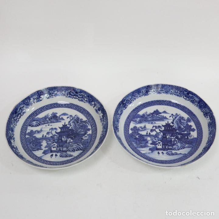 Antig&uuml;edades: par de platos porcelana de exportacion china siglo XVIII
