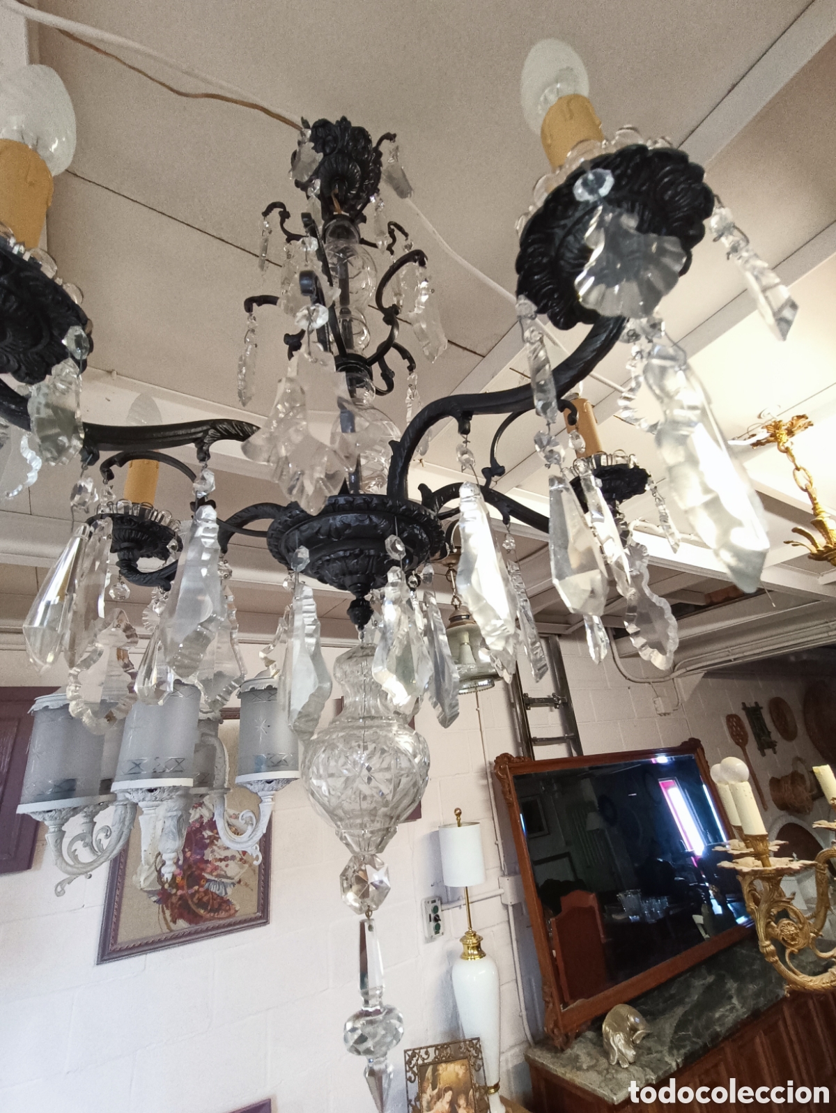Antig&uuml;edades: L&aacute;mpara de ara&ntilde;a antigua. - Foto 7