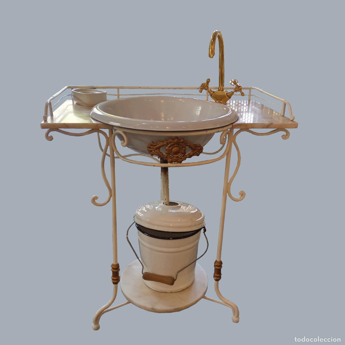 Antig&uuml;edades: MUBLE LAVABO ANTIGUO FORJA MARMOL CERAMICA