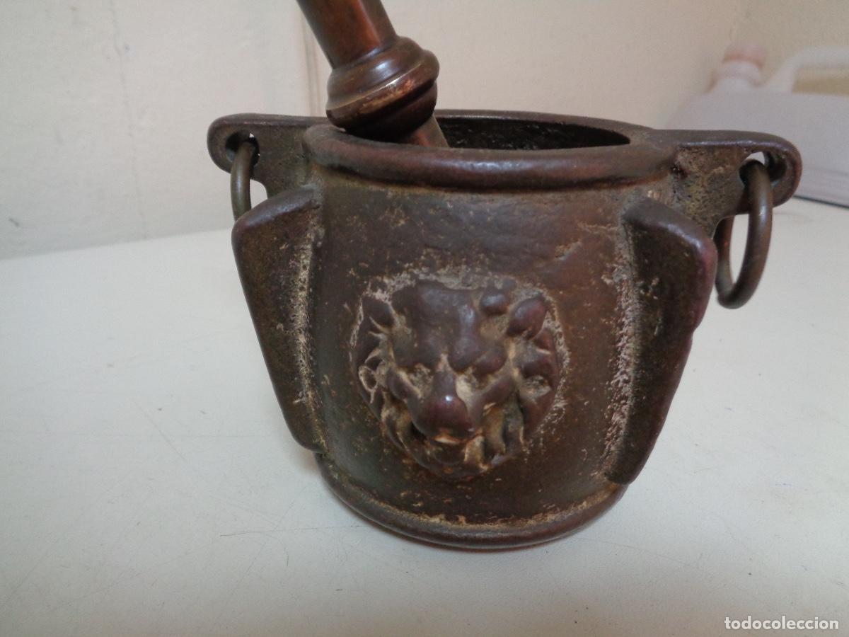 Antig&uuml;edades: almirez o mortero de bronce medieval, original pieza museo - Foto 3