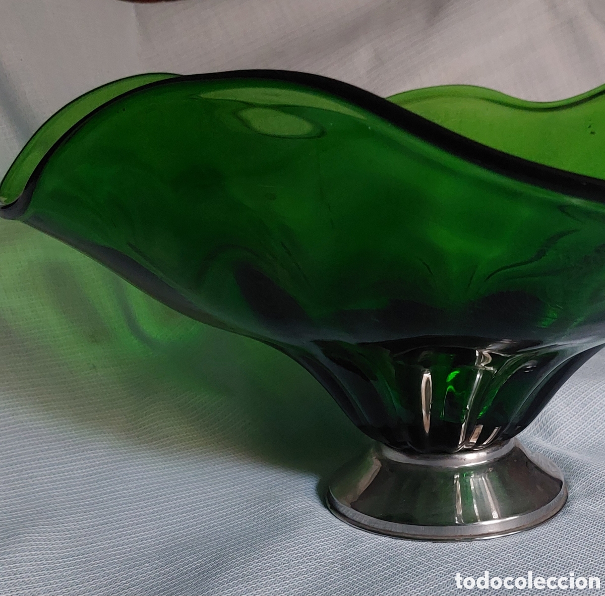 Antig&uuml;edades: CENTRO DE MESA DE CRISTAL CON BASE DE METAL - Foto 4