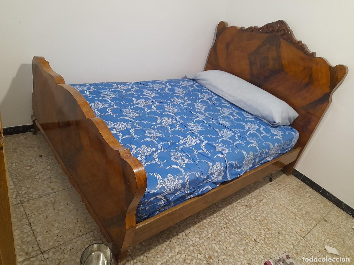 Antig&uuml;edades: Pie y cabecero de cama de madera dintel tallado &eacute;poca victoriana - Foto 2