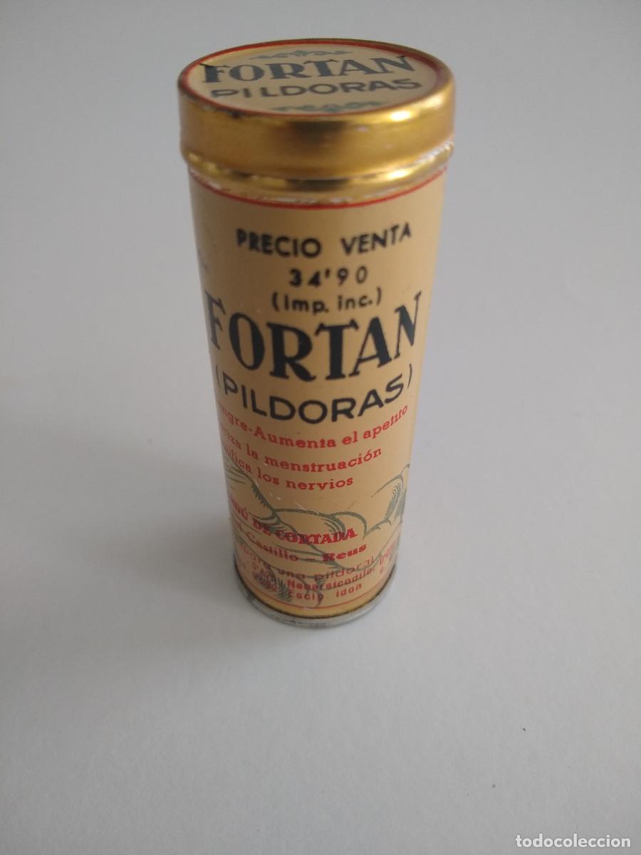 Antiquit&eacute;s: Tubo hojalata vac&iacute;o lit.G.de Andreis Badalona - Pildoras Fortan Reus a&ntilde;os 30 farmacia