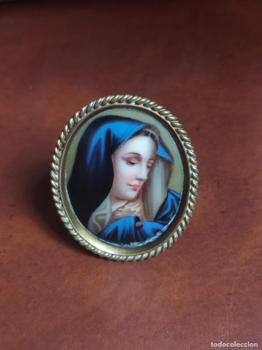 Antig&uuml;edades: Antiguo Esmalte Religioso Rostro de la Virgen - - Foto 1