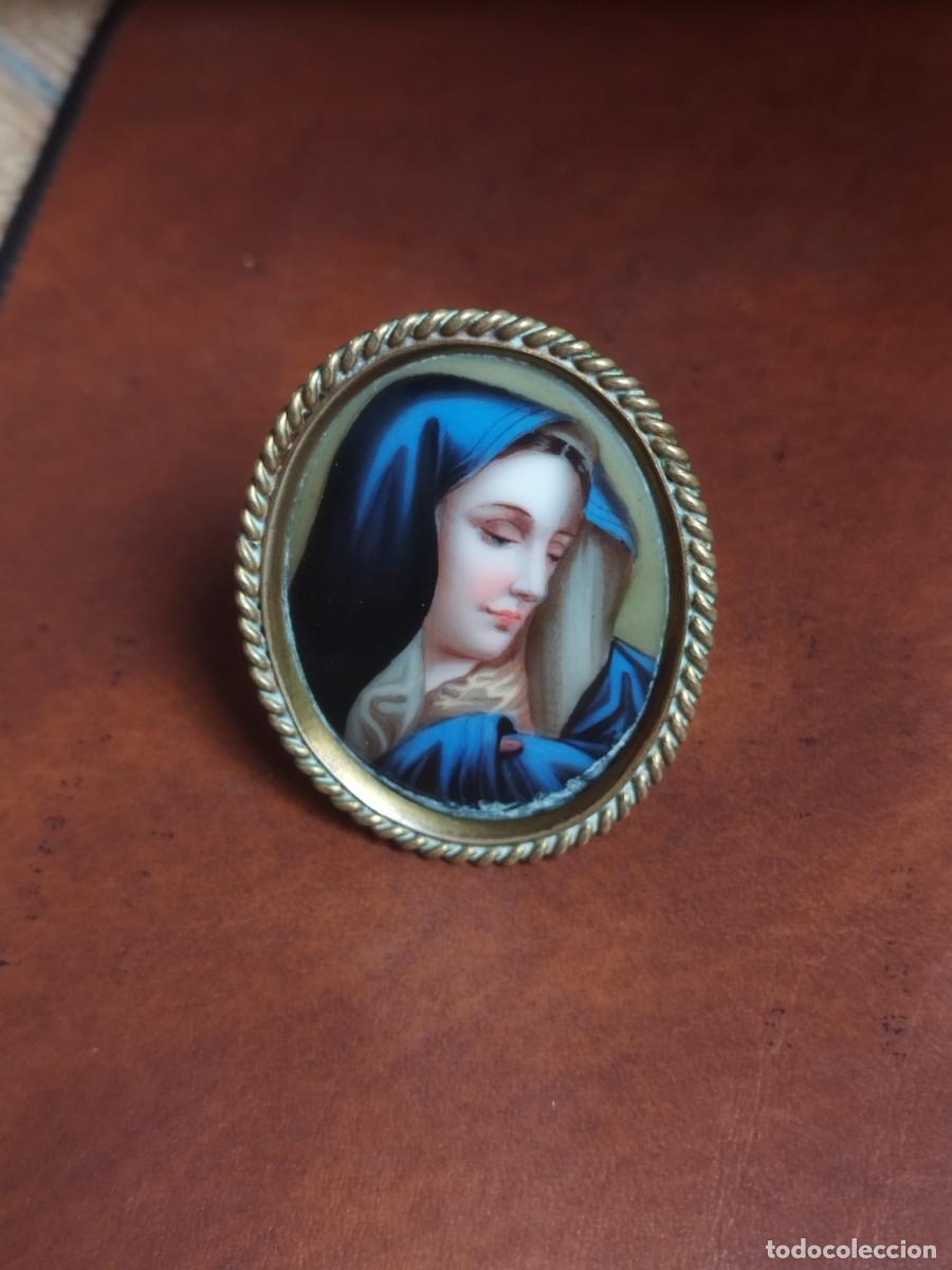 Antig&uuml;edades: Antiguo Esmalte Religioso Rostro de la Virgen - - Foto 2