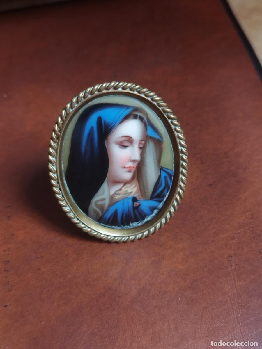 Antig&uuml;edades: Antiguo Esmalte Religioso Rostro de la Virgen - - Foto 3