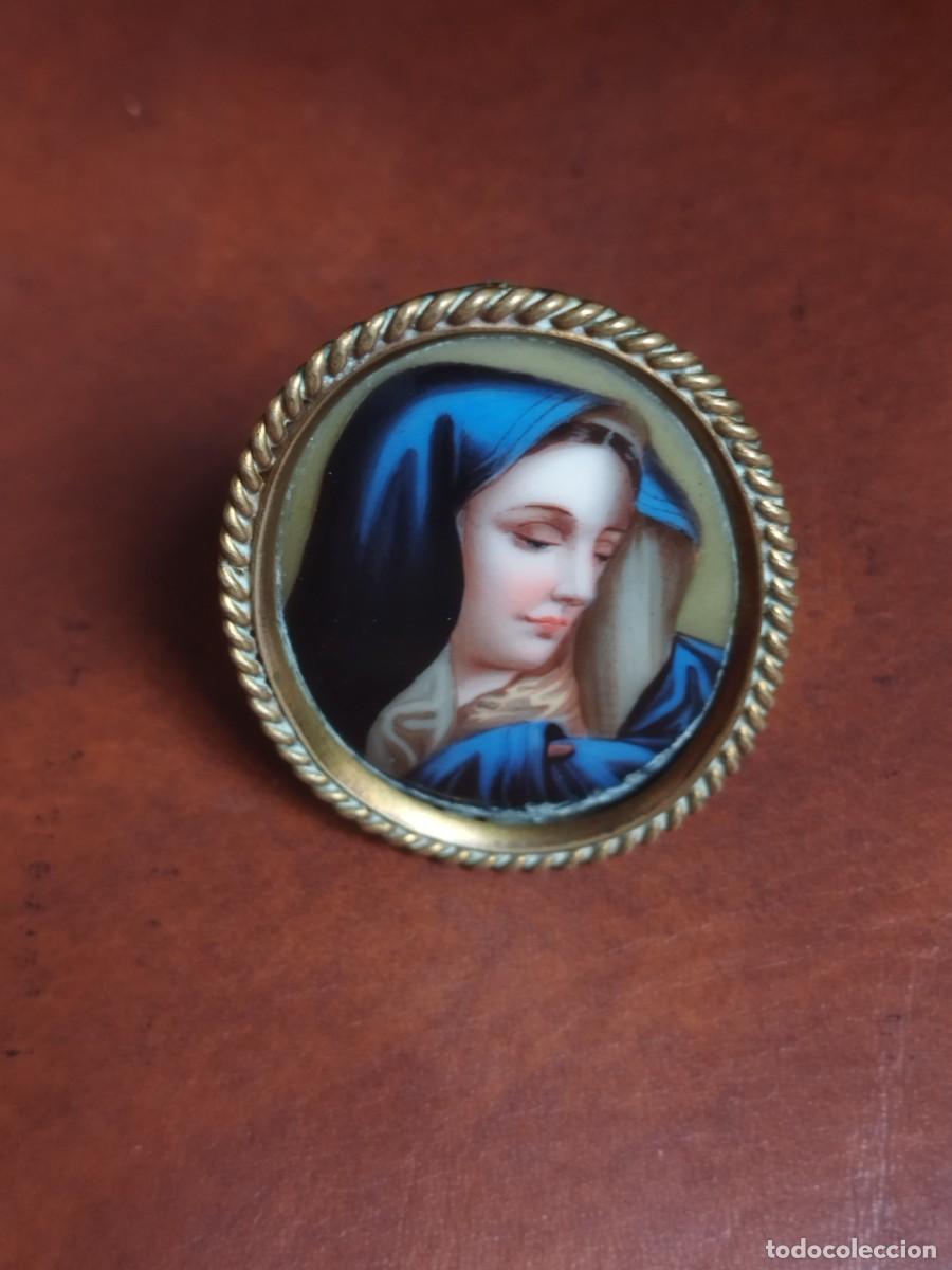 Antig&uuml;edades: Antiguo Esmalte Religioso Rostro de la Virgen - - Foto 4