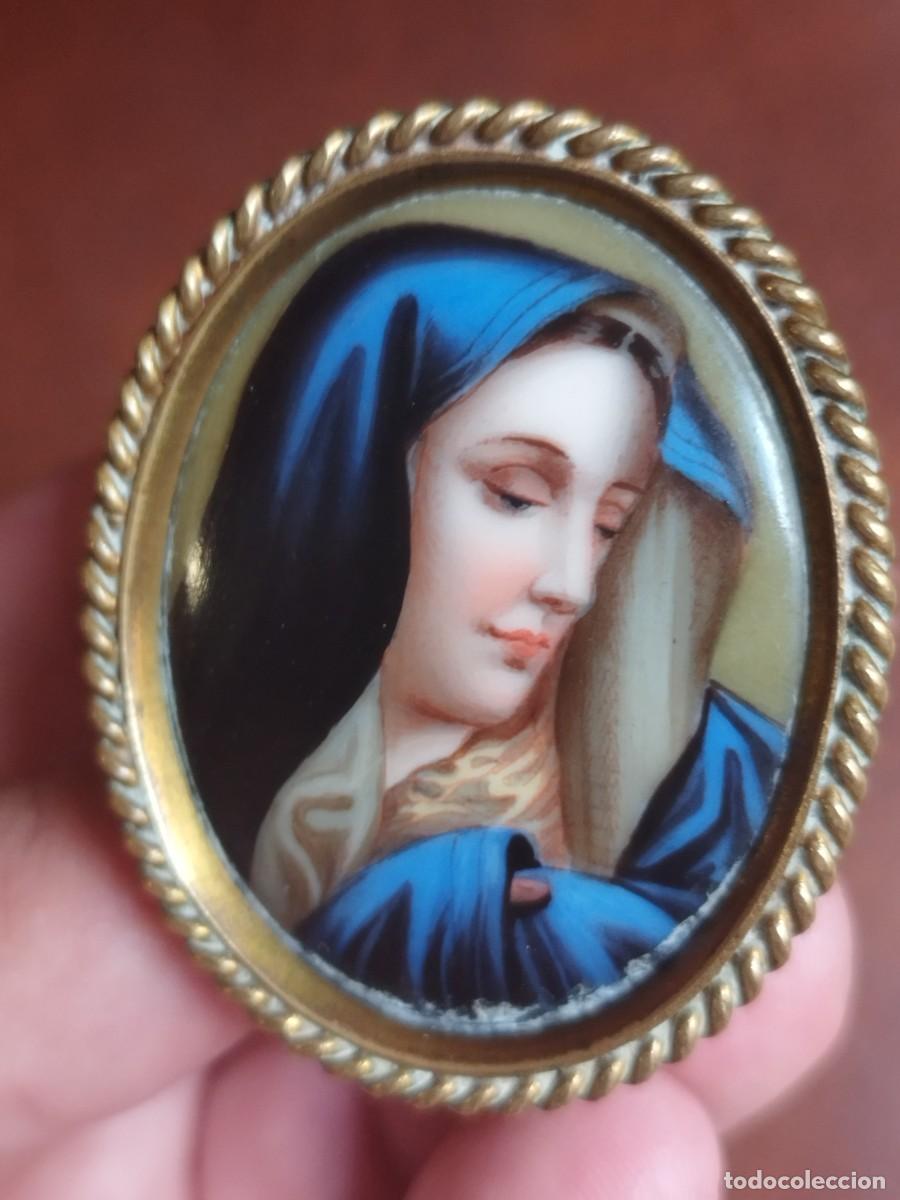 Antig&uuml;edades: Antiguo Esmalte Religioso Rostro de la Virgen - - Foto 5