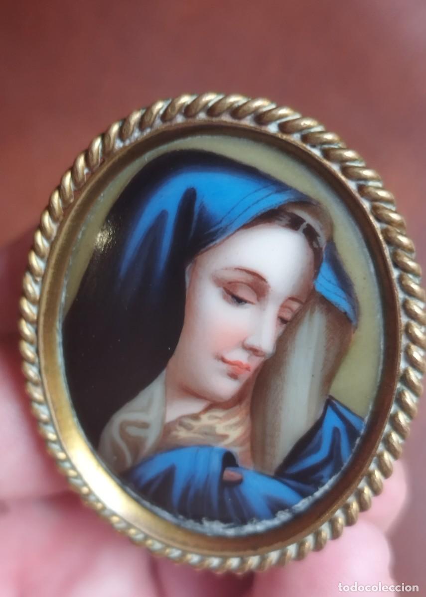 Antig&uuml;edades: Antiguo Esmalte Religioso Rostro de la Virgen - - Foto 6