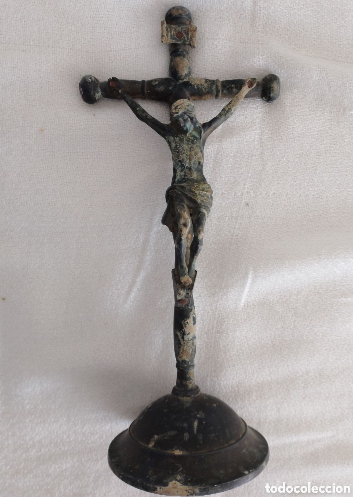 Antig&uuml;edades: Antiguo Crucifijo Bronce . - Foto 4
