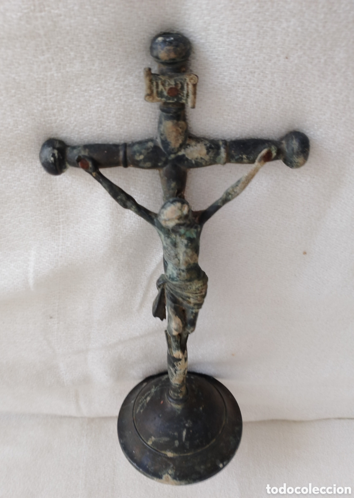 Antig&uuml;edades: Antiguo Crucifijo Bronce . - Foto 5