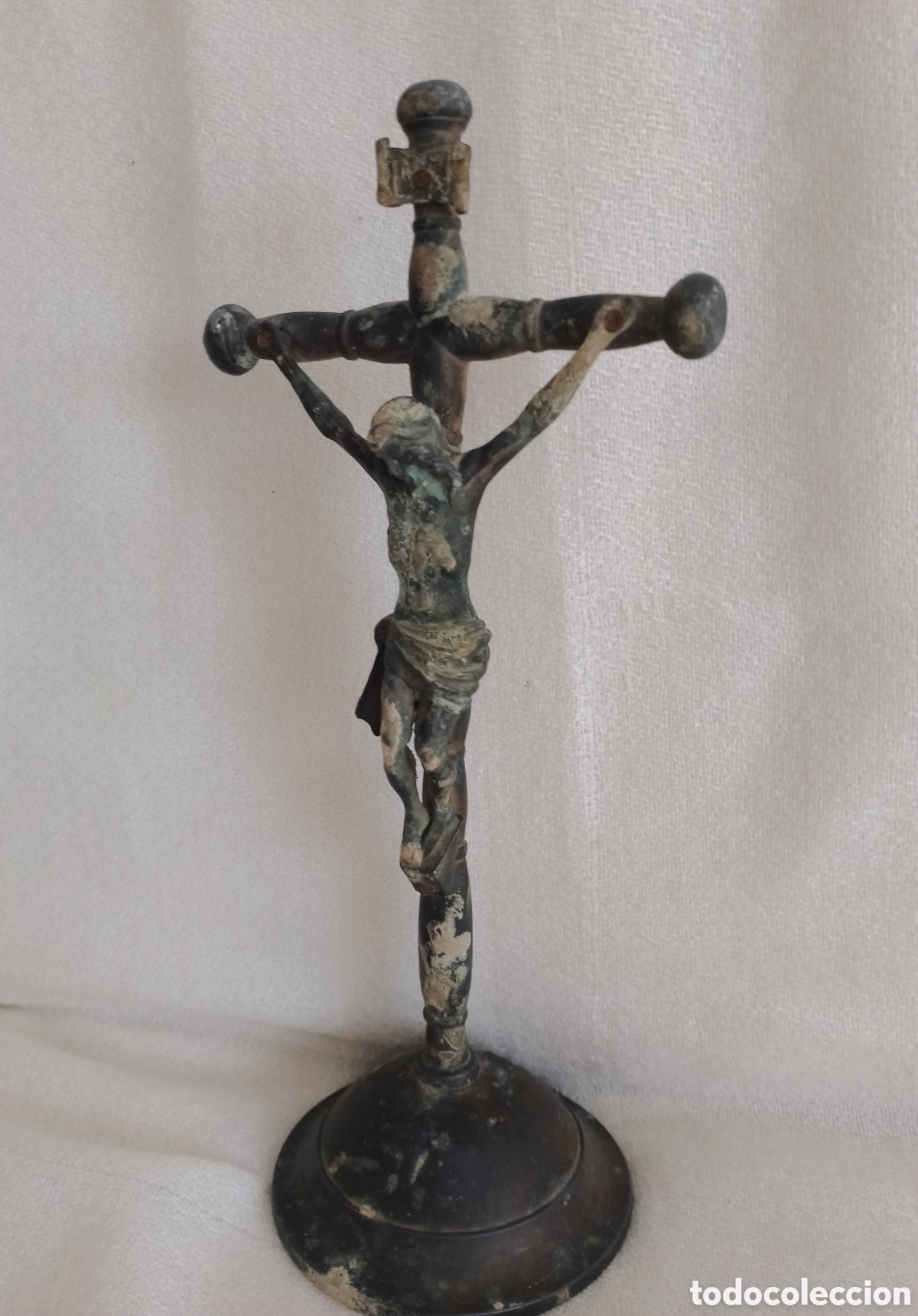 Antig&uuml;edades: Antiguo Crucifijo Bronce . - Foto 10