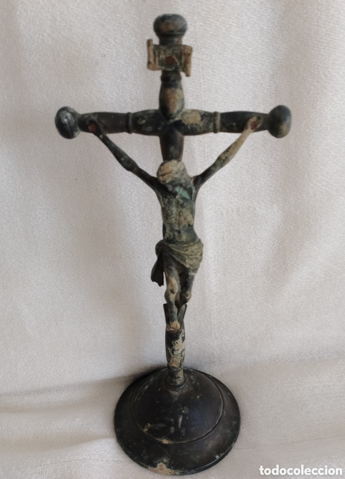 Antig&uuml;edades: Antiguo Crucifijo Bronce . - Foto 11