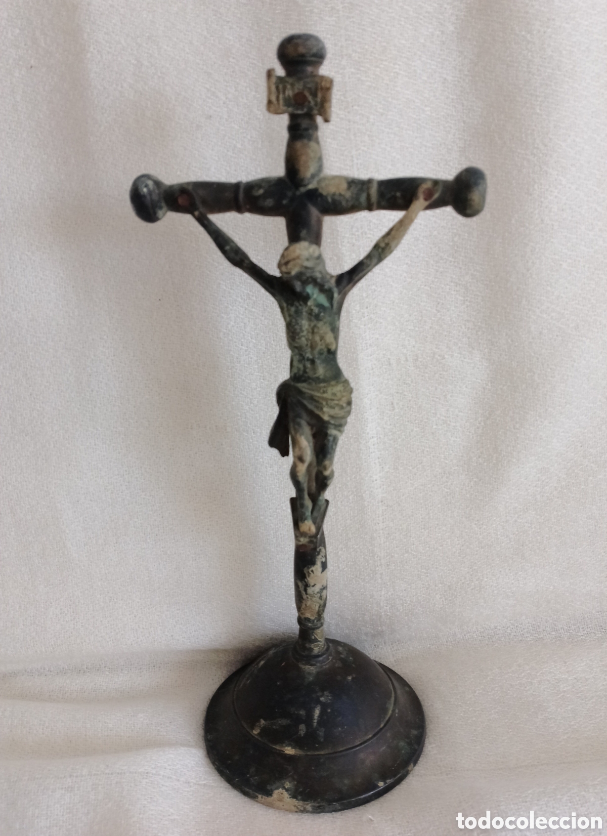 Antig&uuml;edades: Antiguo Crucifijo Bronce . - Foto 12