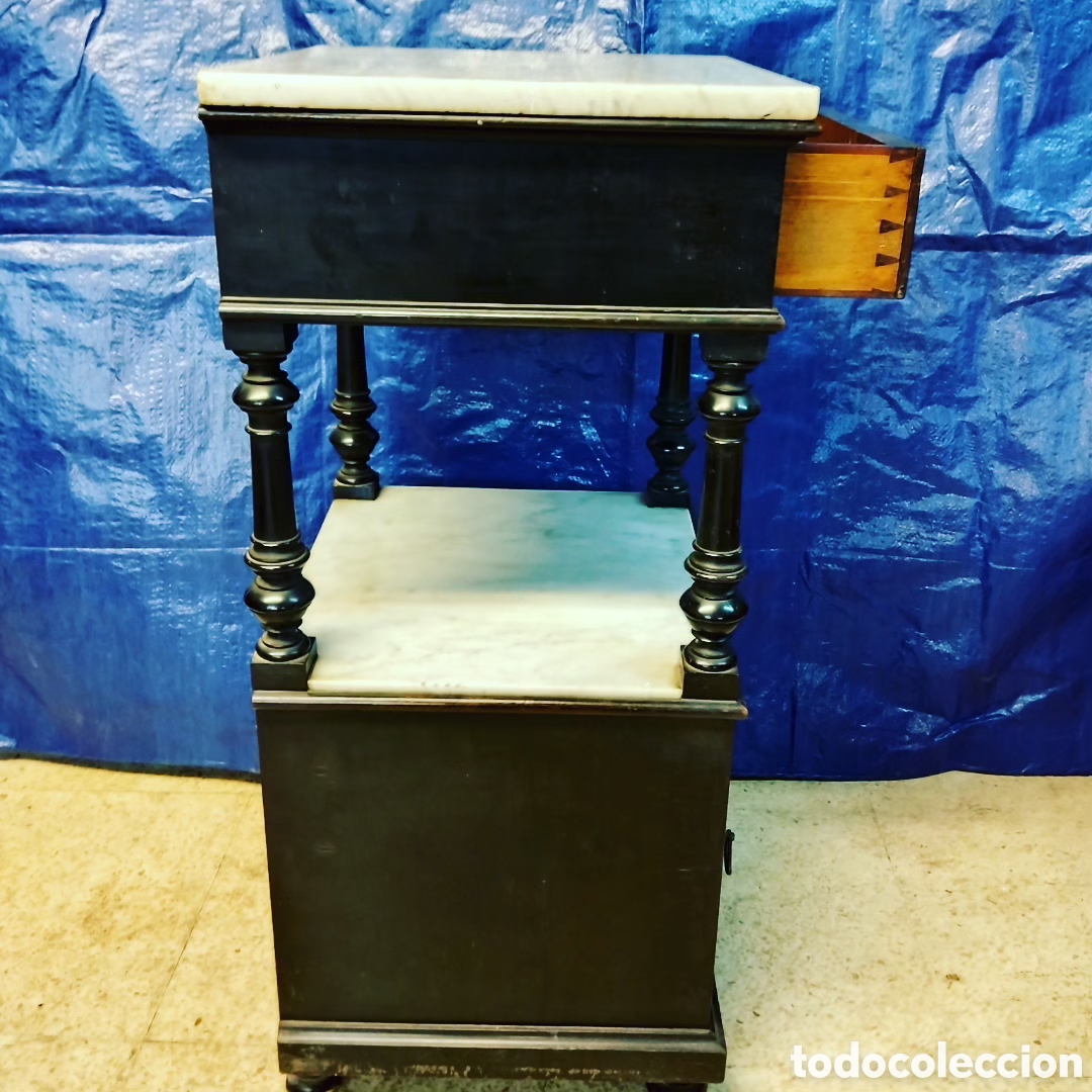Antig&uuml;edades: Mesita alta con m&aacute;rmol - Foto 9