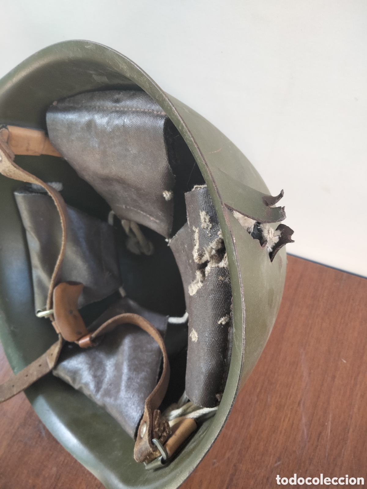 Antig&uuml;edades: Casco verde militar sovi&eacute;tico SsH60 con agujero de bala - Foto 1