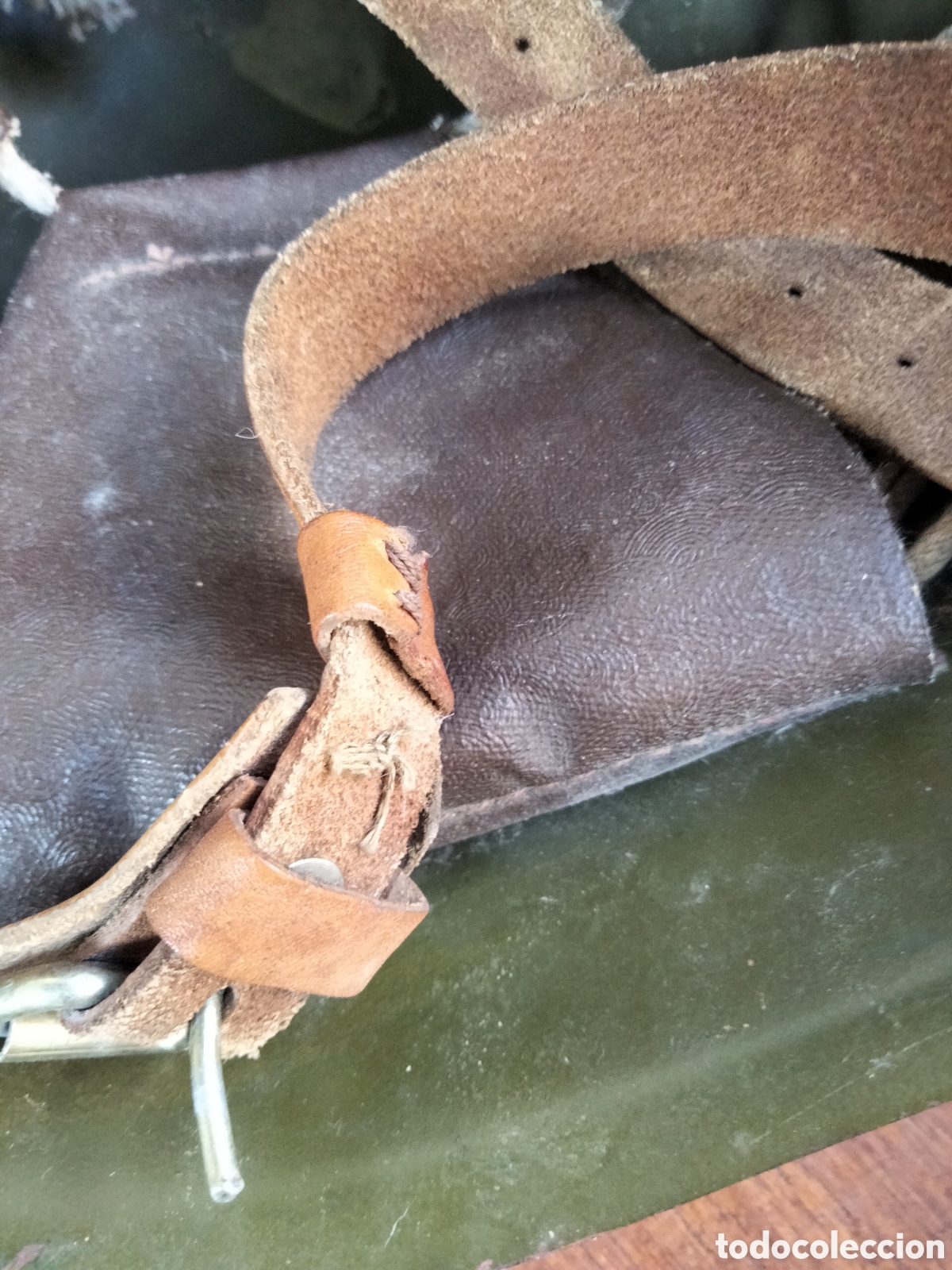 Antig&uuml;edades: Casco verde militar sovi&eacute;tico SsH60 con agujero de bala - Foto 5