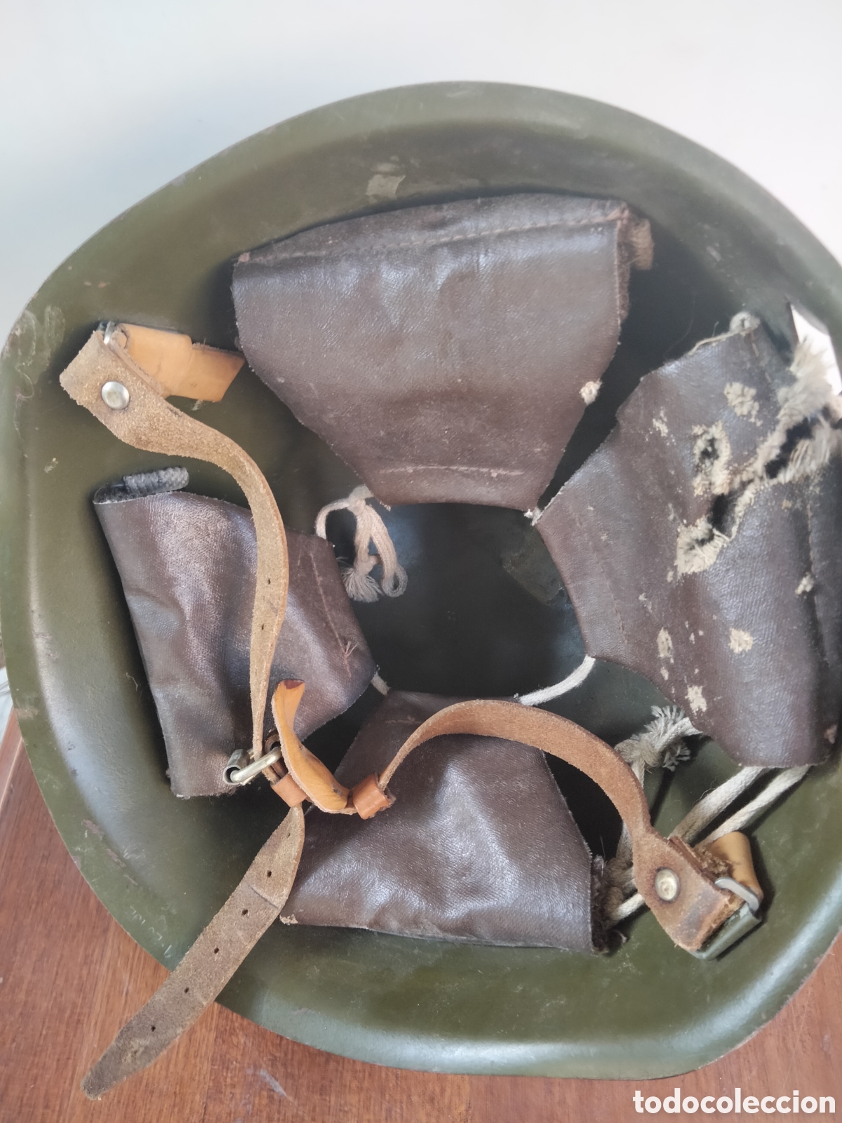 Antig&uuml;edades: Casco verde militar sovi&eacute;tico SsH60 con agujero de bala - Foto 3