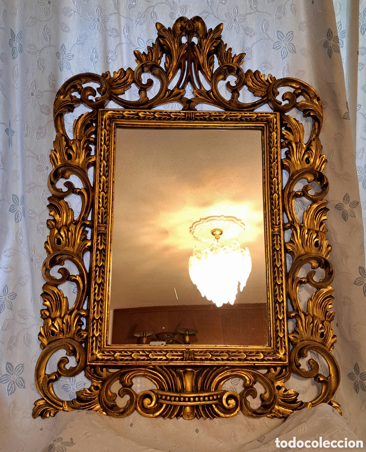 Antiquit&eacute;s: Espejo Corcunupia Dorado Antiguo