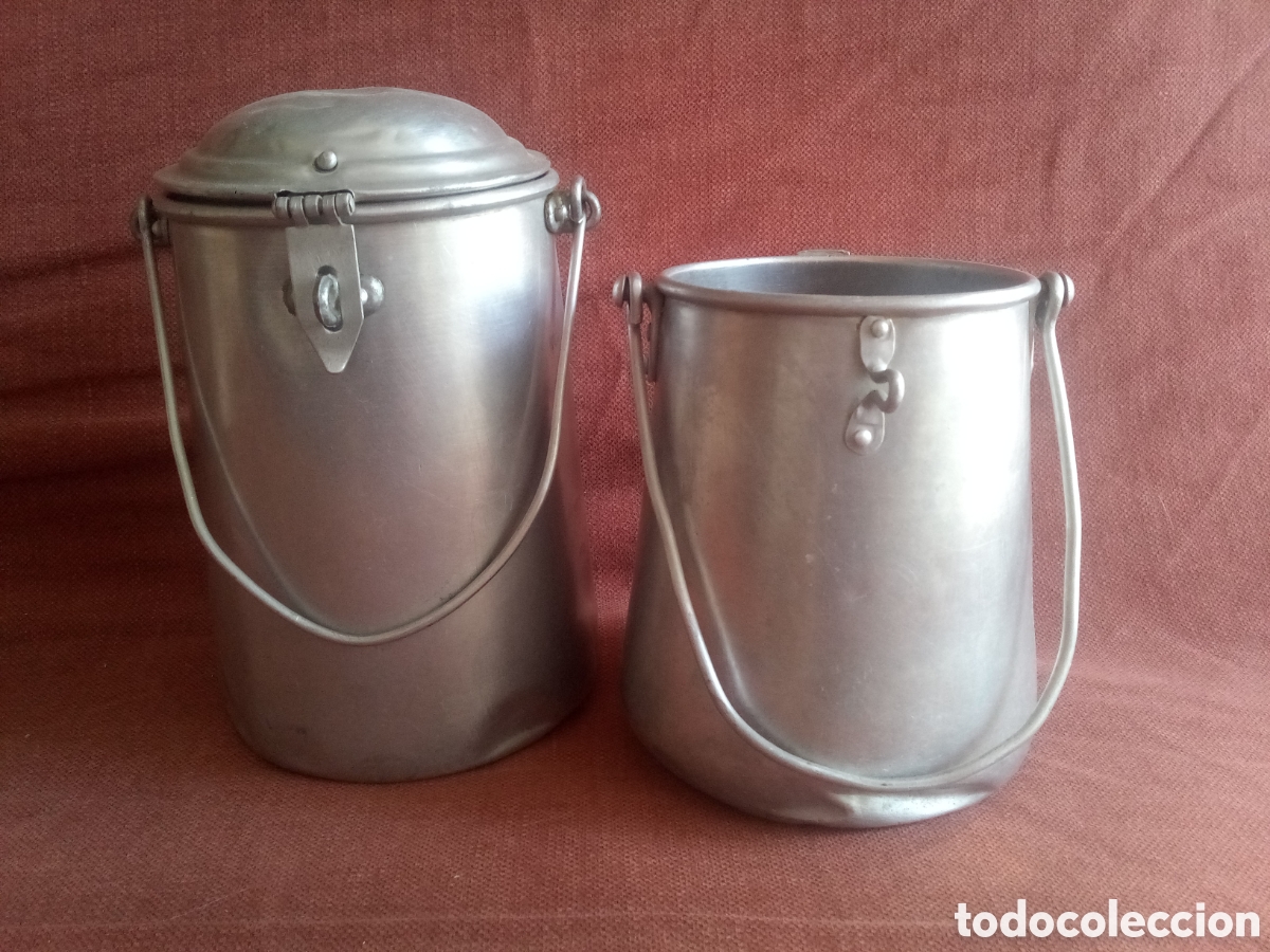 Antig&uuml;edades: DOS LECHERAS DE ALUMINIO - Foto 1