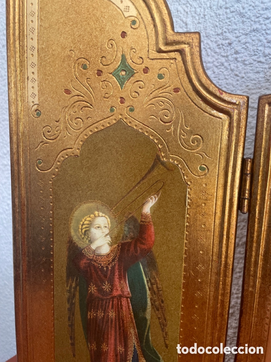Antig&uuml;edades: Tr&iacute;ptico l&aacute;mina tratada sobre madera - Foto 4