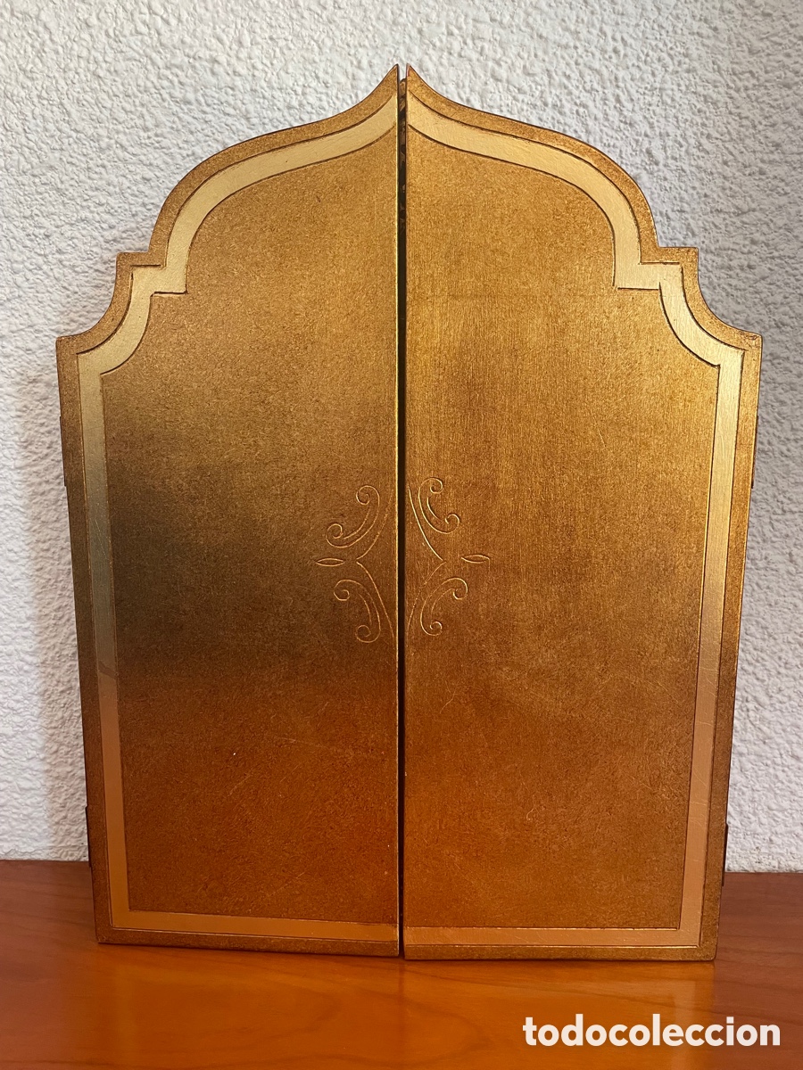 Antig&uuml;edades: Tr&iacute;ptico l&aacute;mina tratada sobre madera - Foto 5