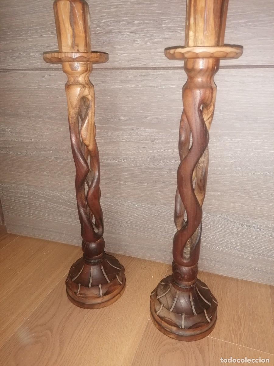 Antig&uuml;edades: CANDELABROS DE MADERA ANTIGUOS - Foto 2