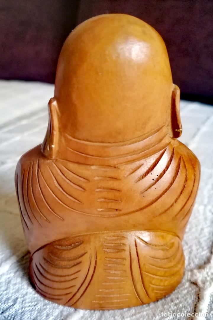 Antig&uuml;edades: BUDA FELIZ DE MADERA TALLADA - Foto 3