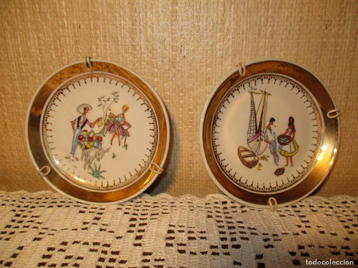 Antig&uuml;edades: Dos platos poecelana decorados - Foto 1