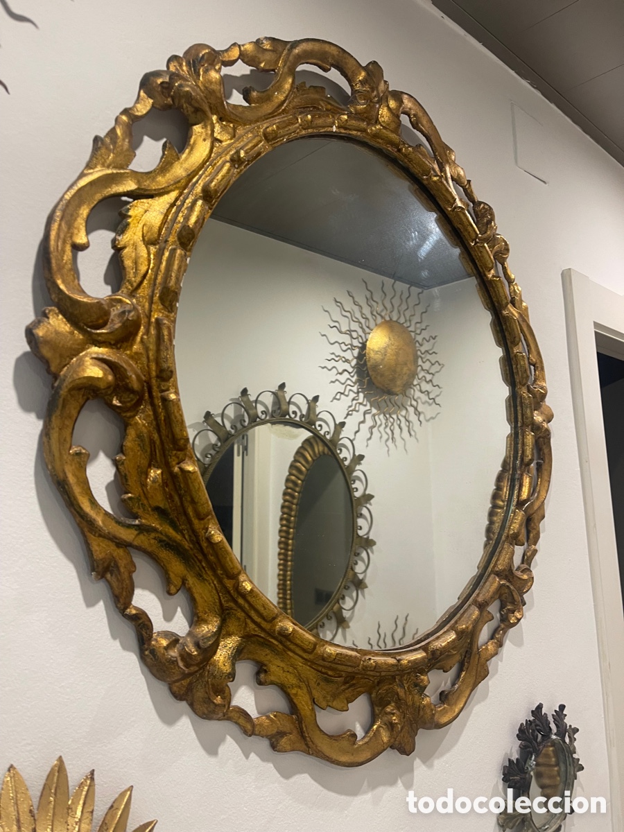 Antig&uuml;edades: Espejo de madera con pan de oro - Foto 1