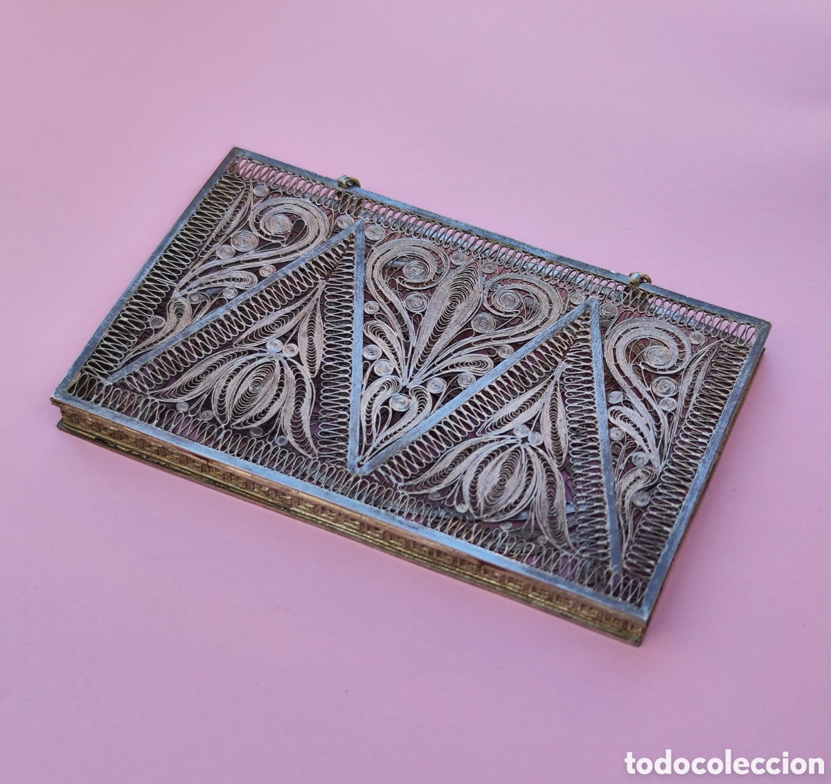 Antig&uuml;edades: Tarjetero antiguo en filigrana de plata. - Foto 2