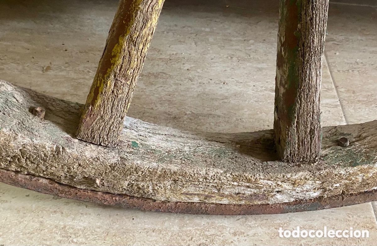 Antig&uuml;edades: Antigua rueda de carro en madera y hierro - Foto 4
