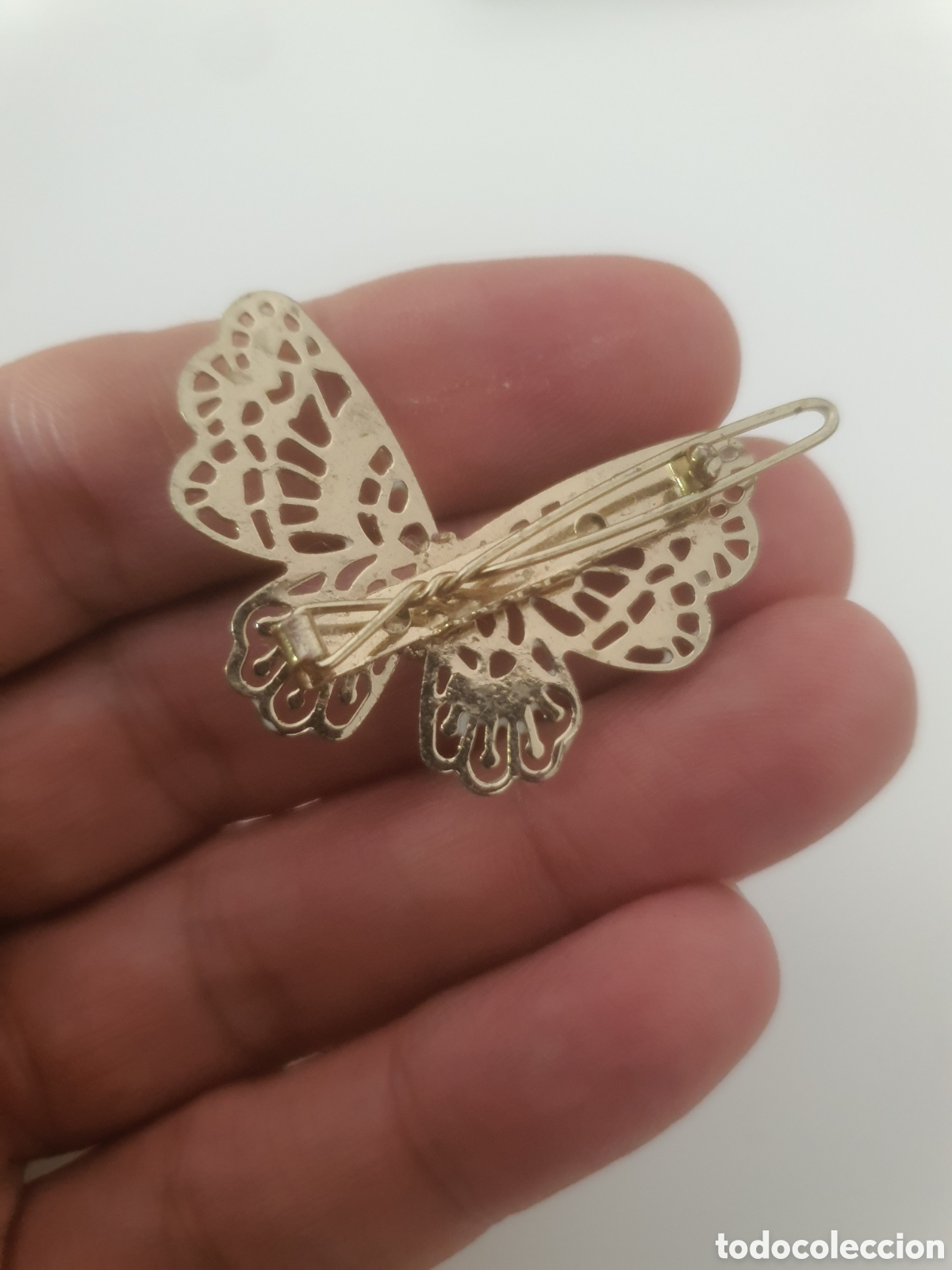 Antig&uuml;edades: Antiguo broche forma de mariposa con perla - Foto 2