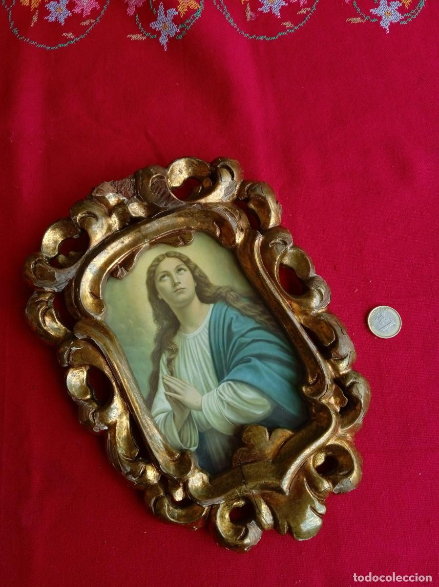 Antig&uuml;edades: Marco antiguo de madera tallada con pan de oro - Foto 1