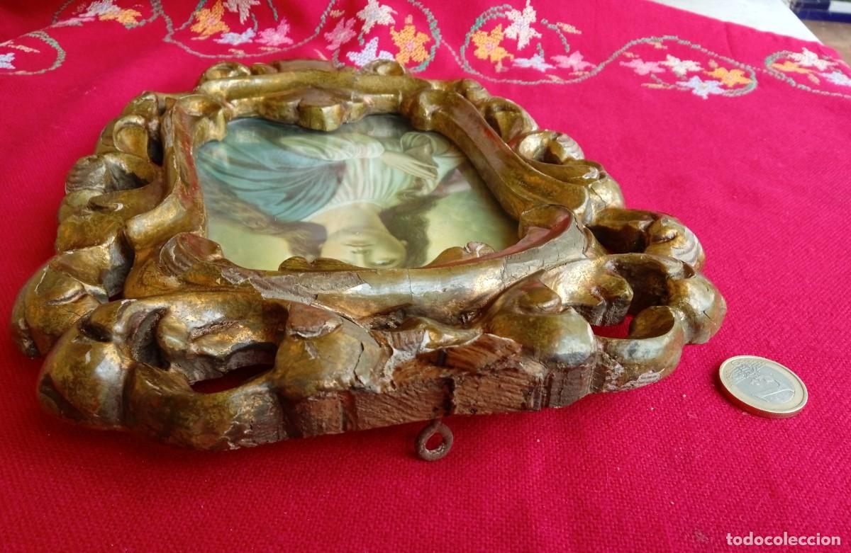 Antig&uuml;edades: Marco antiguo de madera tallada con pan de oro - Foto 4