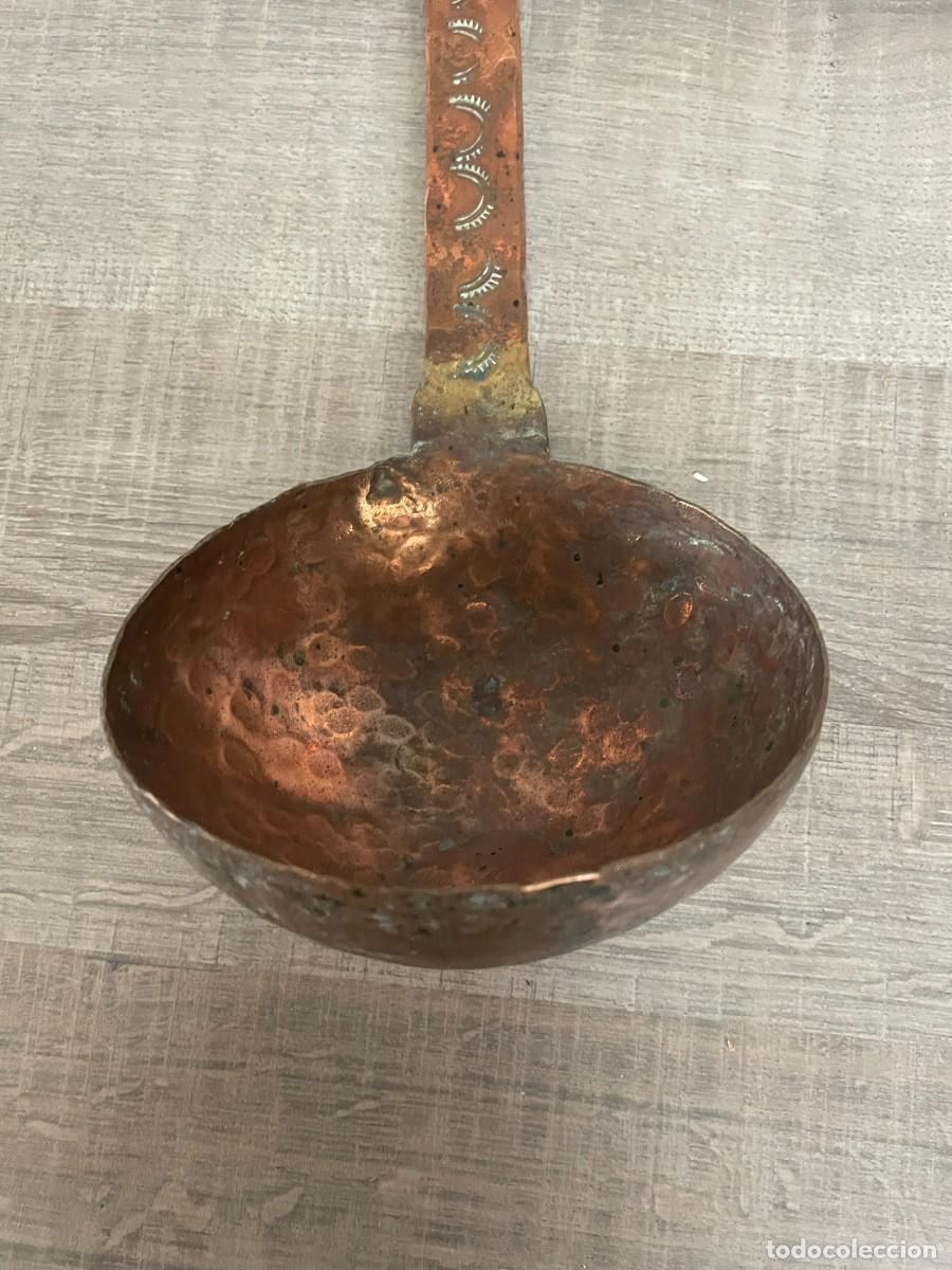 Antig&uuml;edades: ANTIGUO CUCHARON Y ESPUMADERA DE COBRE - Foto 3