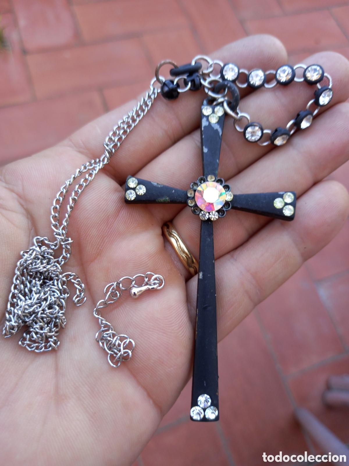 Antig&uuml;edades: CRUZ RELIGIOSA CON PEDRERIA - Foto 9