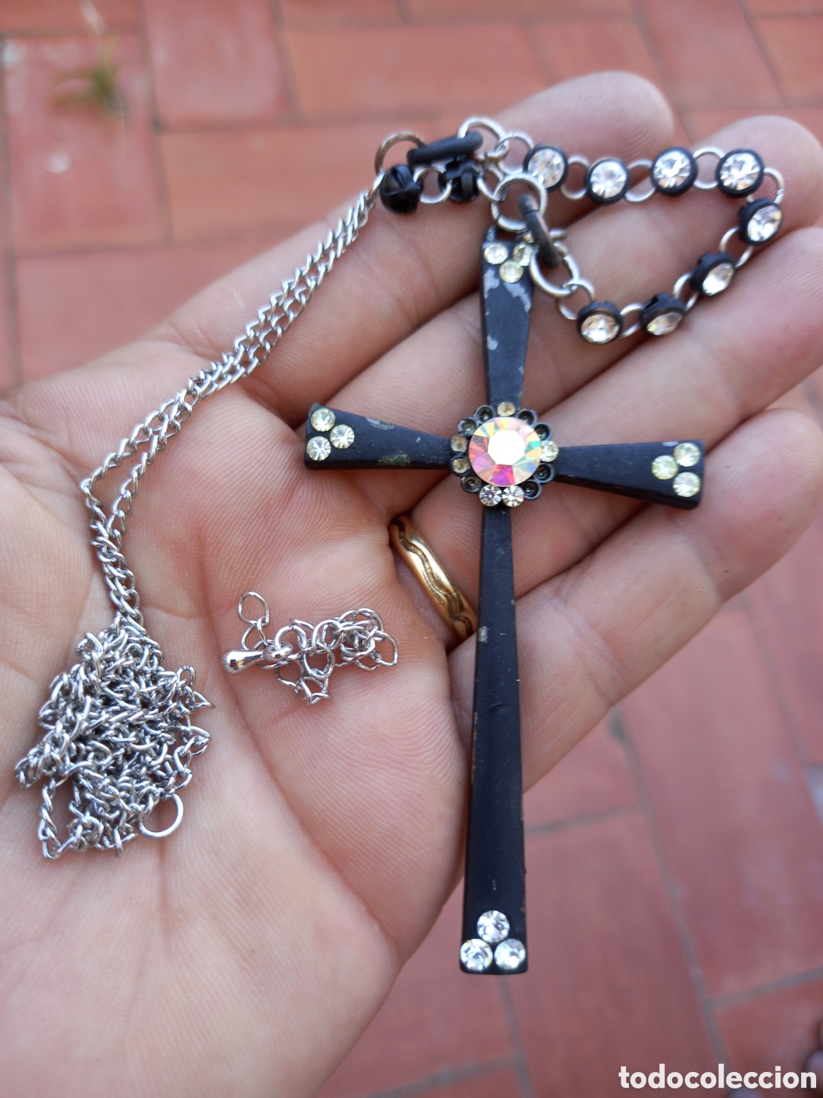 Antig&uuml;edades: CRUZ RELIGIOSA CON PEDRERIA - Foto 1