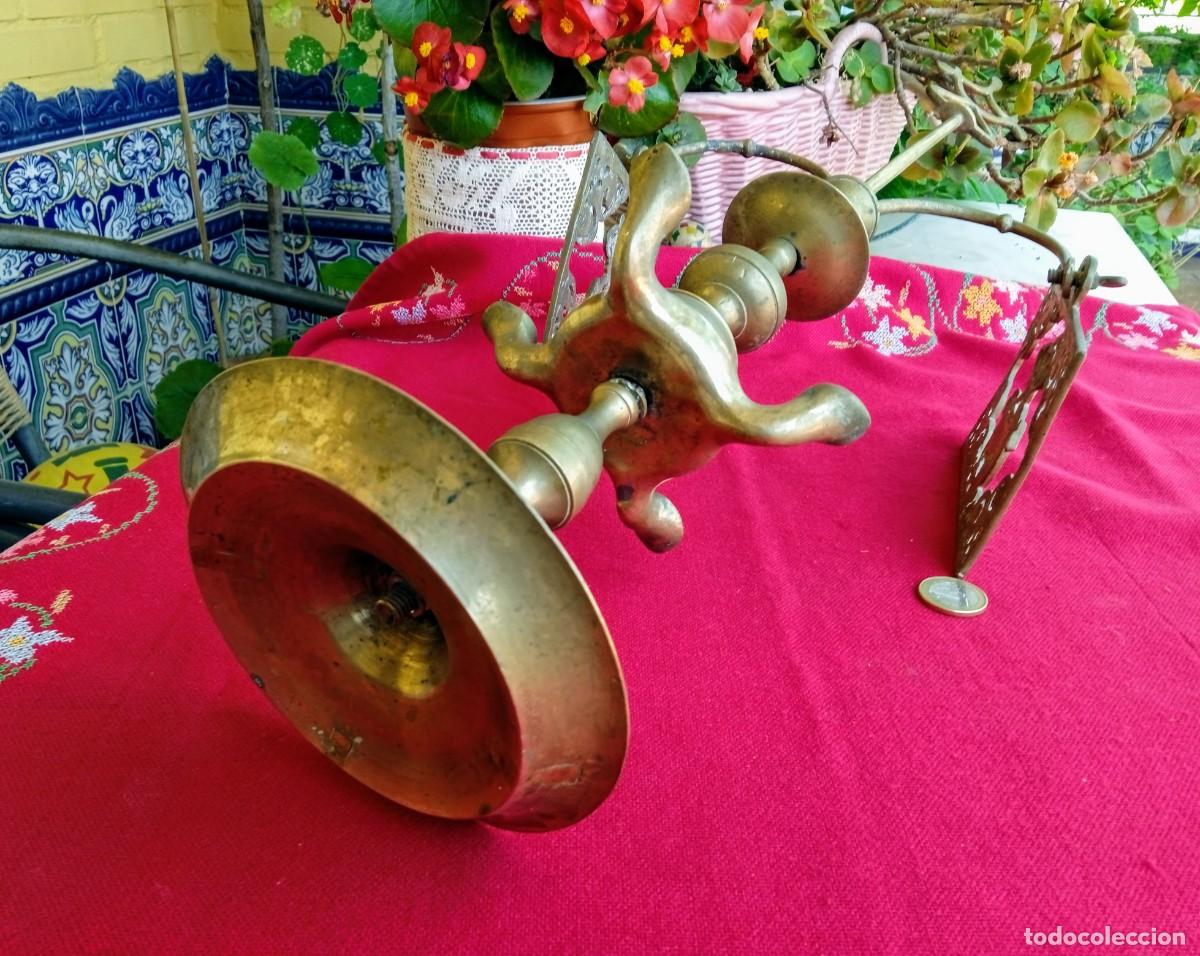 Antig&uuml;edades: L&aacute;mpara quinqu&eacute; Vel&oacute;n antiguo de bronce - Foto 6