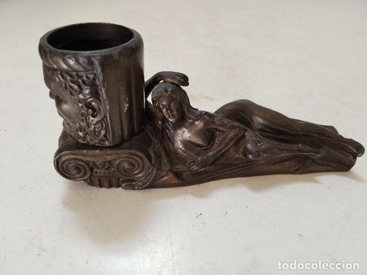 Antig&uuml;edades: lampara de mesa modernista de bronce - c108 - Foto 2