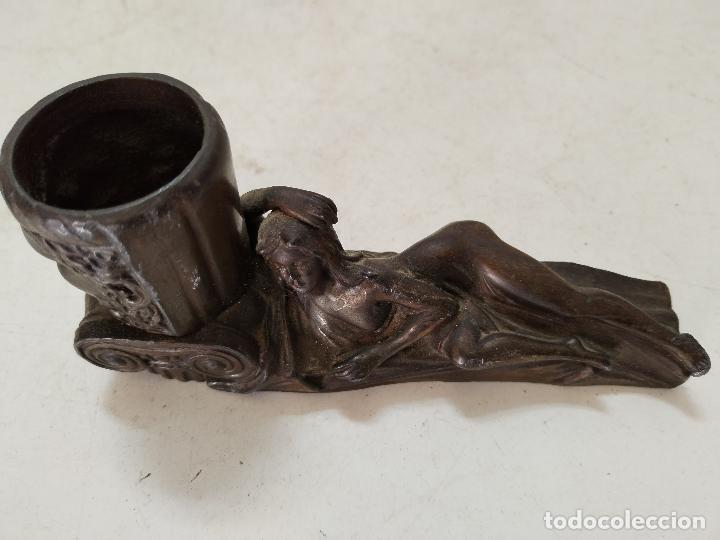 Antig&uuml;edades: lampara de mesa modernista de bronce - c108 - Foto 4