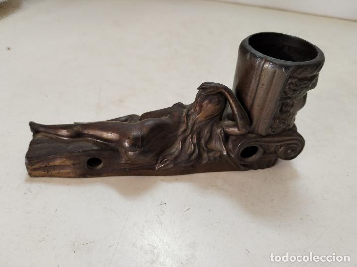 Antig&uuml;edades: lampara de mesa modernista de bronce - c108 - Foto 6