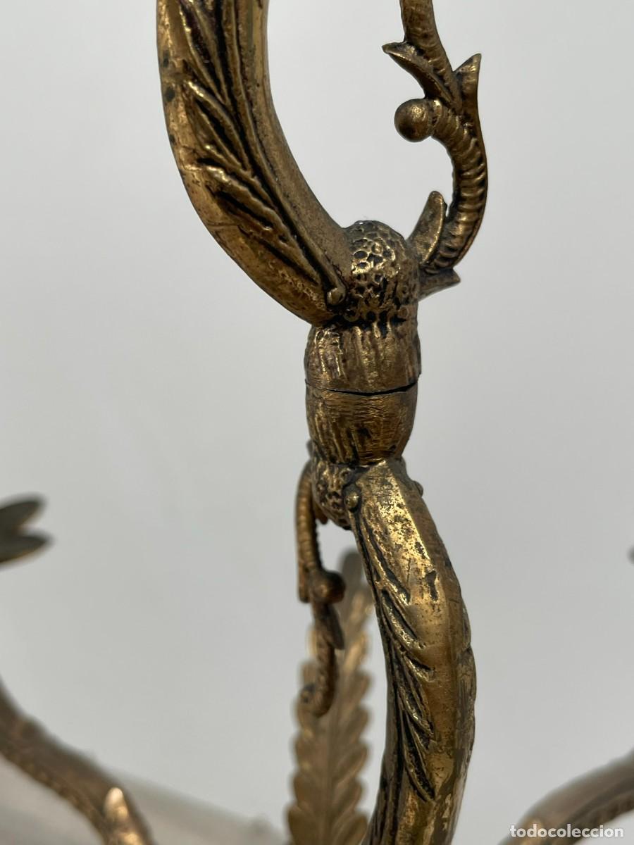 Antig&uuml;edades: LAMPARA BRONCE DE TECHO 4 BRAZOS - Foto 4