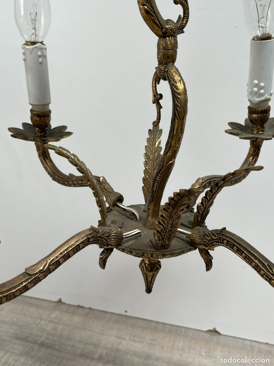 Antig&uuml;edades: LAMPARA BRONCE DE TECHO 4 BRAZOS - Foto 5