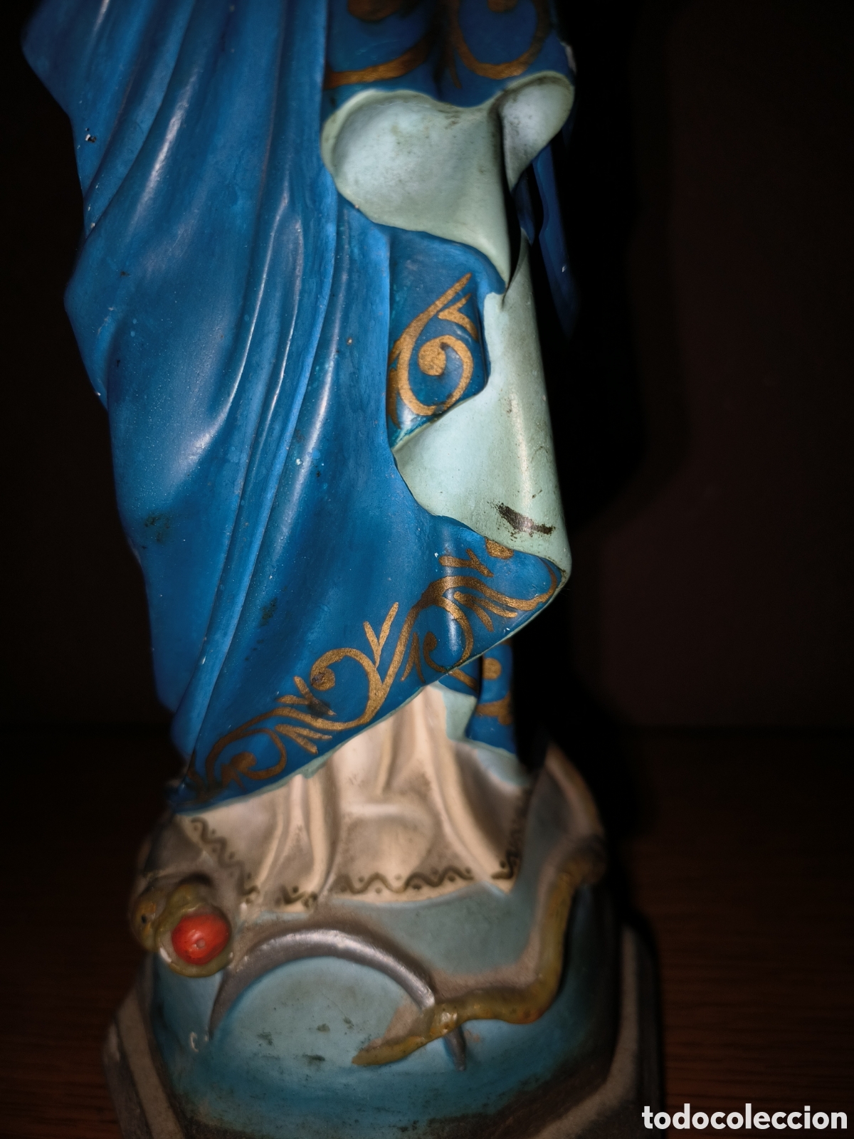 Antig&uuml;edades: Imagen Virgen Inmaculada de yeso con base en madera - Foto 7