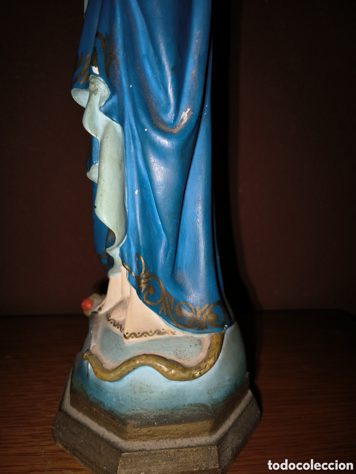 Antig&uuml;edades: Imagen Virgen Inmaculada de yeso con base en madera - Foto 8