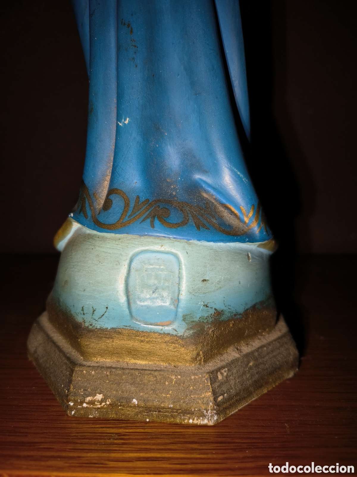 Antig&uuml;edades: Imagen Virgen Inmaculada de yeso con base en madera - Foto 9