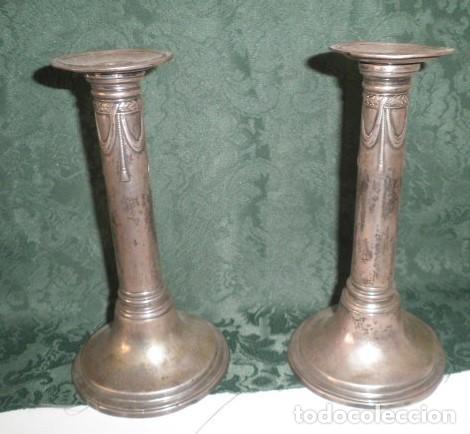 Antig&uuml;edades: CANDELABROS BRONCE PLATEADO - Foto 1