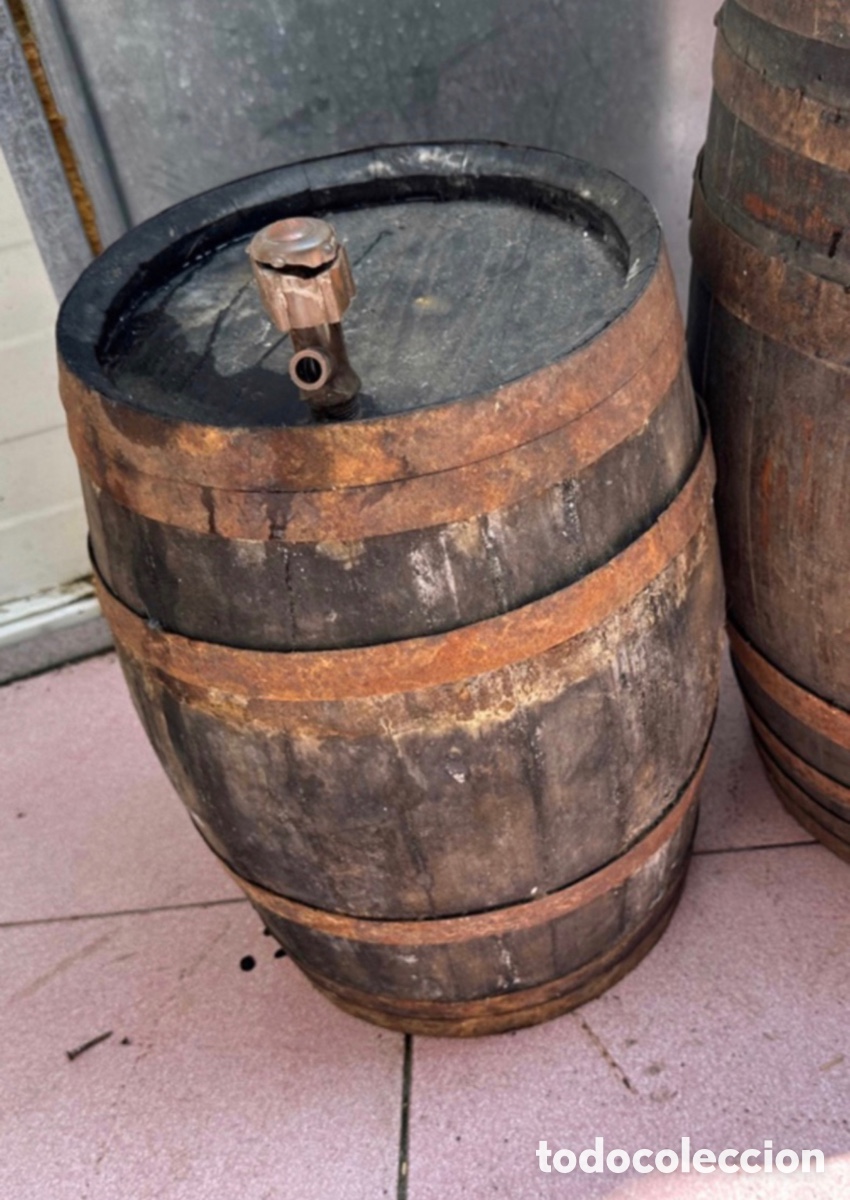 antiguo barril de madera medidas (36×25cm ). - Compra venta en